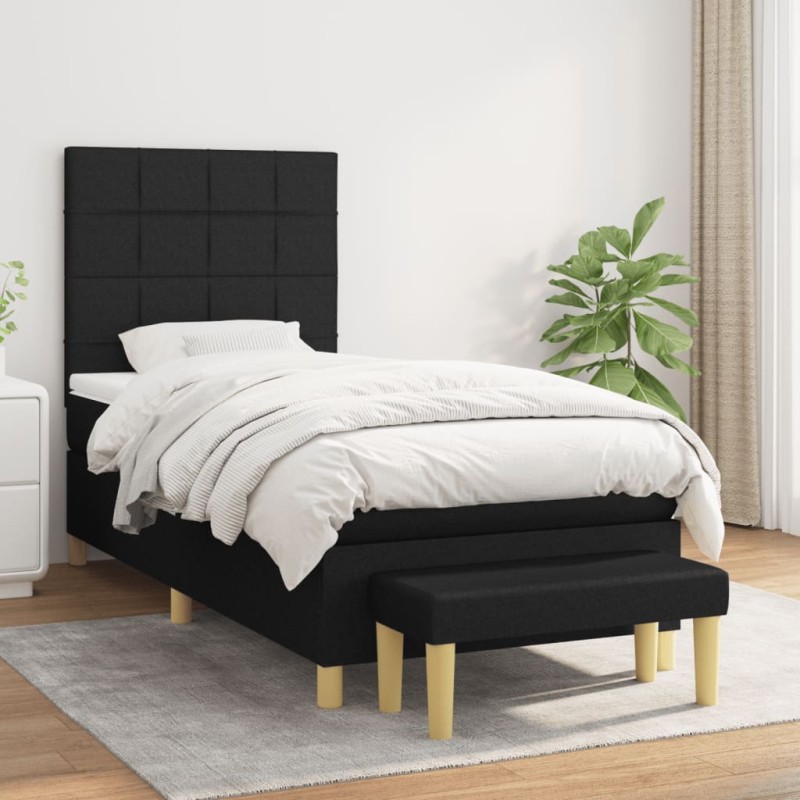 Giroletto a Molle con Materasso Nero 80x200 cm inTessuto