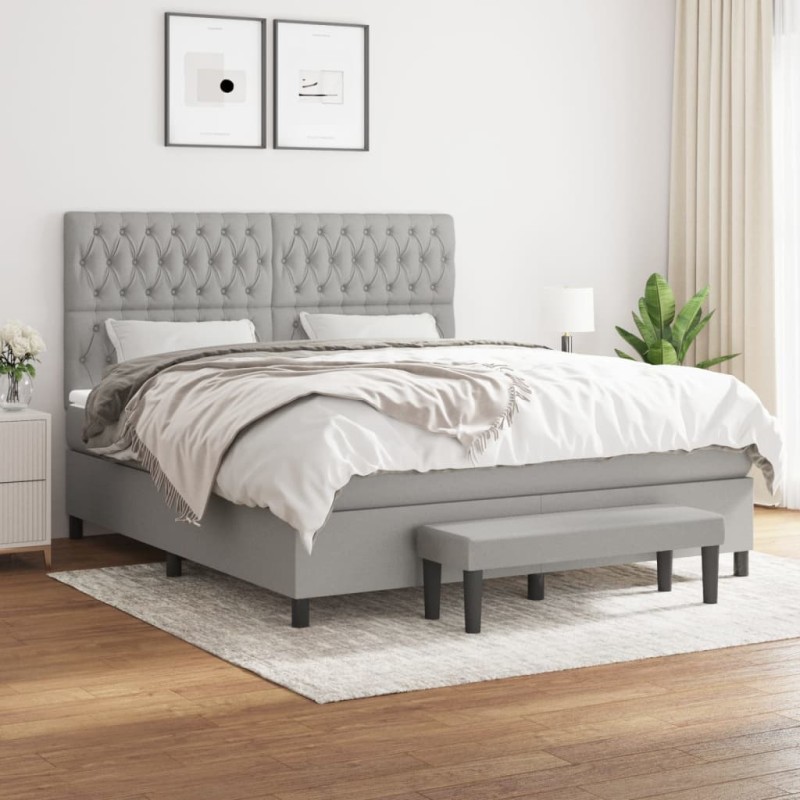 vidaXL Giroletto a Molle con Materasso Grigio Chiaro180x200 cm Tessuto