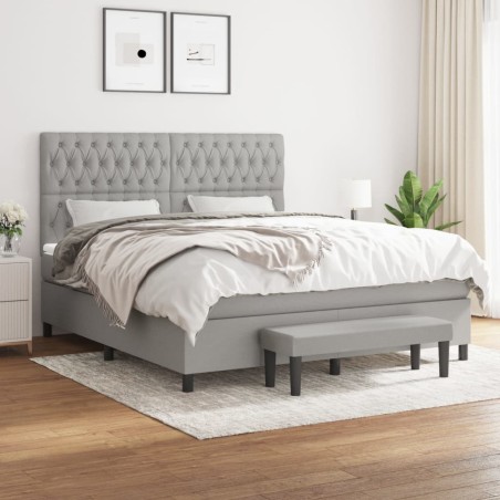 vidaXL Giroletto a Molle con Materasso Grigio Chiaro180x200 cm Tessuto
