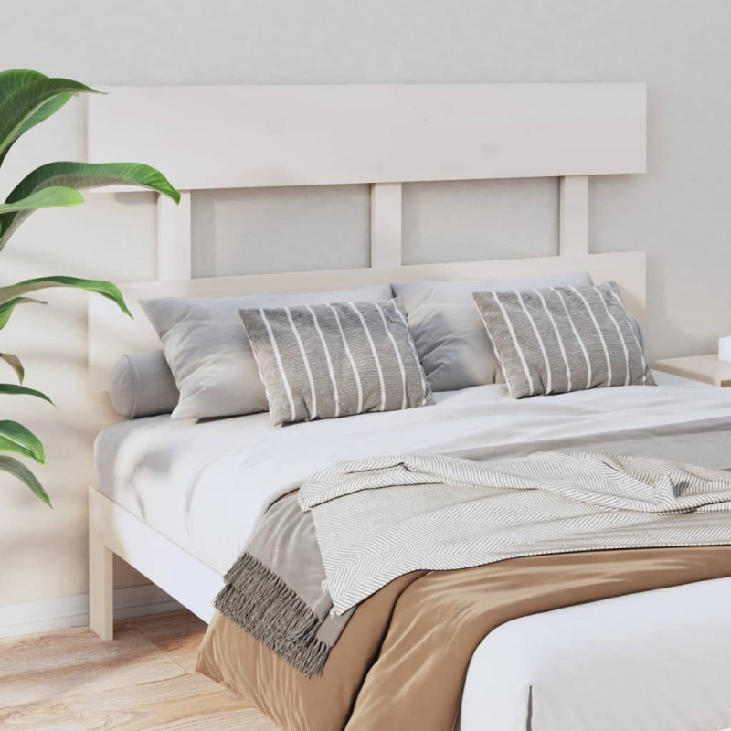 Testiera per Letto Bianca 124x3x81 cm in Legno Massello di Pino Testiera per Letto Bianca 124x3x81 cm in Legno Massello di Pino