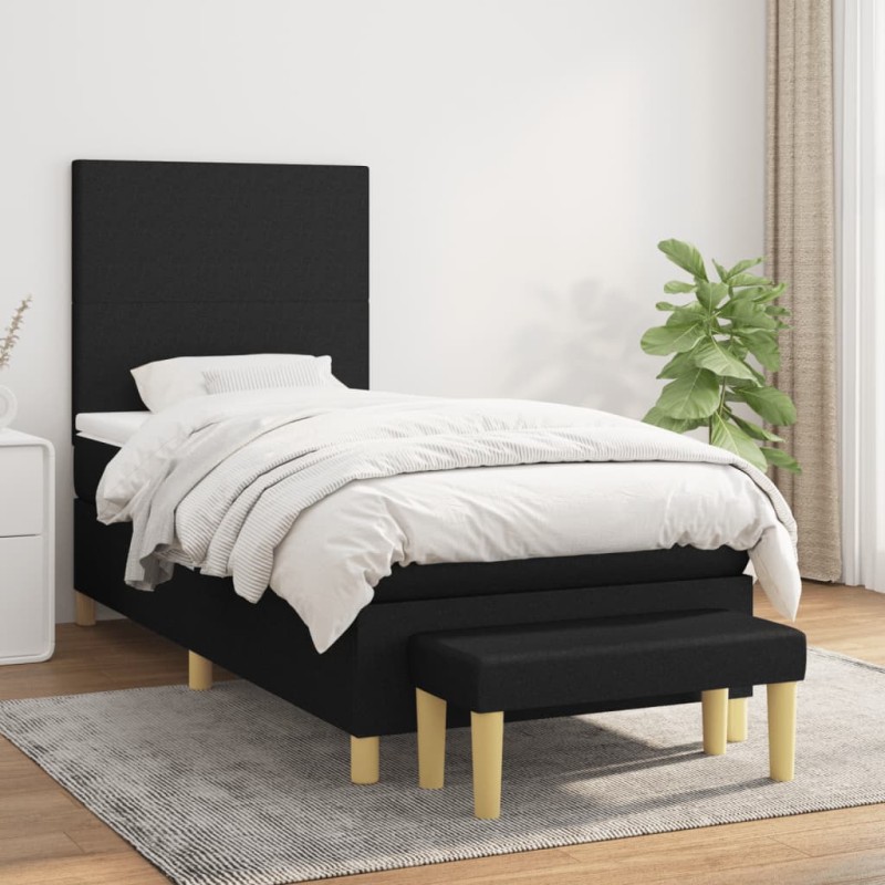 vidaXL Giroletto a Molle con Materasso Nero 80x200 cm inTessuto