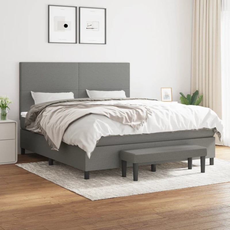 vidaXL Giroletto a Molle con Materasso Grigio Scuro 180x200 cm Tessuto