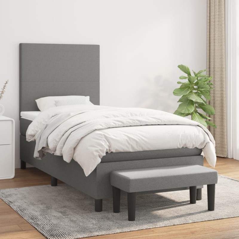 vidaXL Giroletto a Molle con Materasso Grigio Scuro 80x200 cm Tessuto