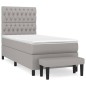 vidaXL Giroletto a Molle con Materasso Grigio Chiaro100x200 cm Tessuto