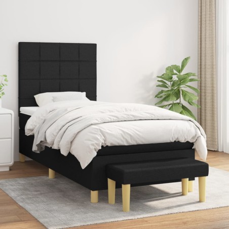 vidaXL Giroletto a Molle con Materasso Nero 90x190 cm in Tessuto