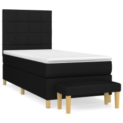 vidaXL Giroletto a Molle con Materasso Nero 90x190 cm in Tessuto