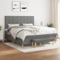 Giroletto a Molle con Materasso Grigio Scuro 180x200 cm Tessuto