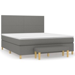 Giroletto a Molle con Materasso Grigio Scuro 180x200 cm Tessuto