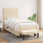 vidaXL Giroletto a Molle con Materasso Crema 100x200 cm in Tessuto