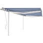 Tenda da Sole Retrattile Manuale con LED 4x3,5 m Blu e Bianca Tenda da Sole Retrattile Manuale con LED 4x3,5 m Blu e Bianca