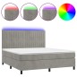 Letto a Molle Materasso e LED Grigio Chiaro 160x200 cm Velluto Letto a Molle Materasso e LED Grigio Chiaro 160x200 cm Velluto