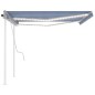 Tenda da Sole Retrattile Manuale con LED 4x3,5 m Blu e Bianca Tenda da Sole Retrattile Manuale con LED 4x3,5 m Blu e Bianca