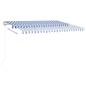 Tenda da Sole Retrattile Manuale con LED 4x3,5 m Blu e Bianca Tenda da Sole Retrattile Manuale con LED 4x3,5 m Blu e Bianca