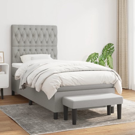 vidaXL Giroletto a Molle con Materasso Grigio Chiaro 90x190 cm Tessuto