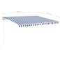 Tenda da Sole Retrattile Manuale con LED 4x3,5 m Blu e Bianca Tenda da Sole Retrattile Manuale con LED 4x3,5 m Blu e Bianca