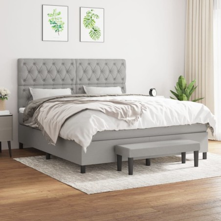 vidaXL Giroletto a Molle con Materasso Grigio Chiaro160x200 cm Tessuto