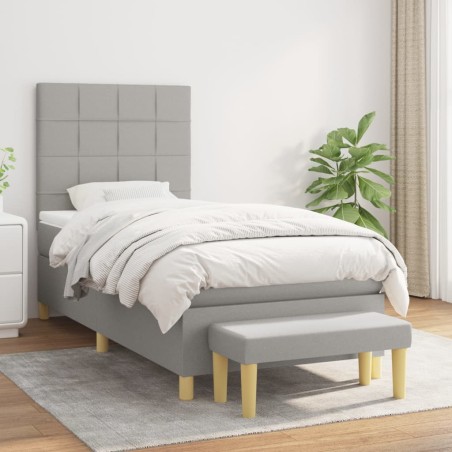 vidaXL Giroletto a Molle con Materasso Grigio Chiaro100x200 cm Tessuto