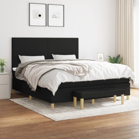 vidaXL Giroletto a Molle con Materasso Nero 180x200 cm in Tessuto