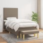 vidaXL Giroletto a Molle con Materasso Tortora 100x200 cm in Tessuto