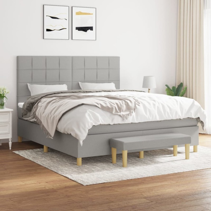 vidaXL Giroletto a Molle con Materasso Grigio Chiaro160x200 cm Tessuto
