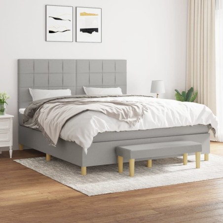 vidaXL Giroletto a Molle con Materasso Grigio Chiaro160x200 cm Tessuto