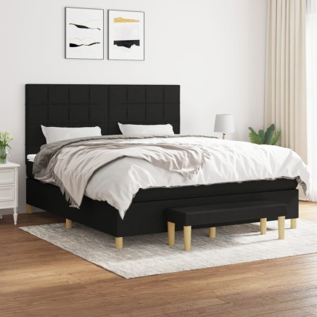 vidaXL Giroletto a Molle con Materasso Nero 180x200 cm in Tessuto