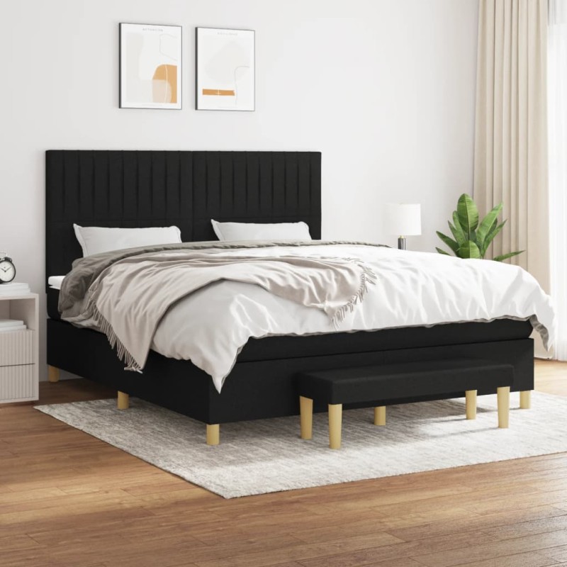 vidaXL Giroletto a Molle con Materasso Nero 180x200 cm in Tessuto