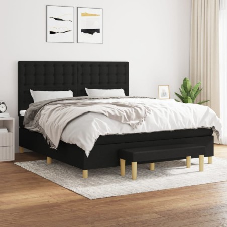 vidaXL Giroletto a Molle con Materasso Nero 180x200 cm in Tessuto