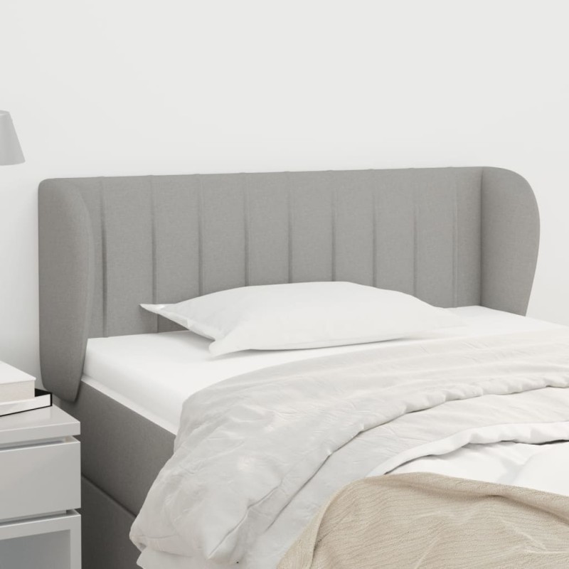 Testiera ad Orecchio Grigio Chiaro 103x23x78/88 cm in Tessuto Testiera ad Orecchio Grigio Chiaro 103x23x78/88 cm in Tessuto