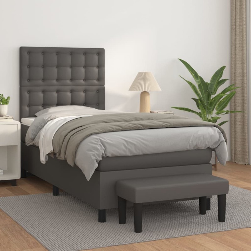 vidaXL Giroletto a Molle con Materasso Grgio 90x200 cm in Similpelle