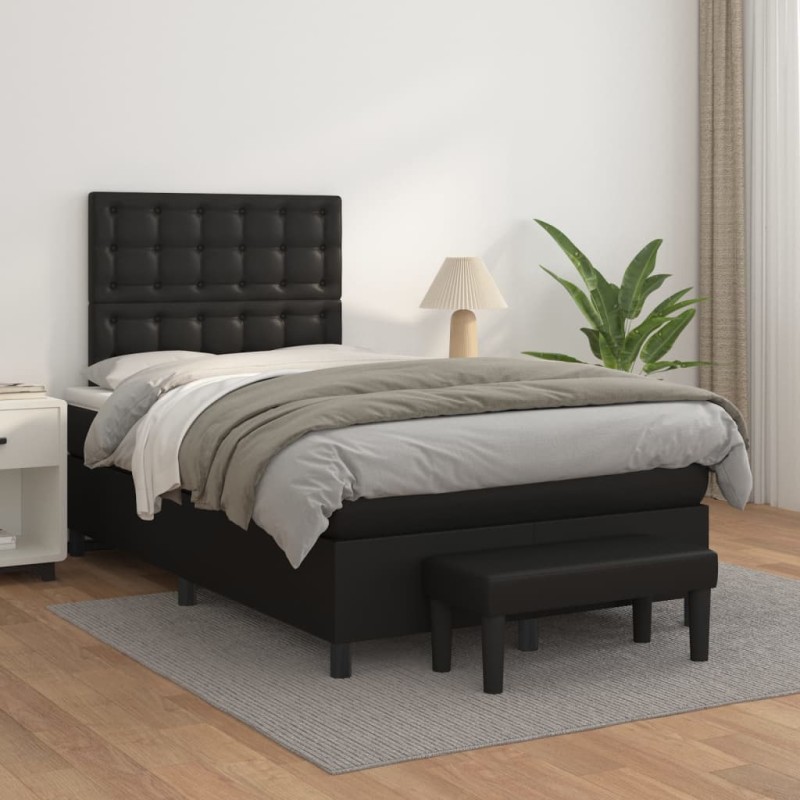 vidaXL Giroletto a Molle con Materasso Nero 120x200 cm in Similpelle