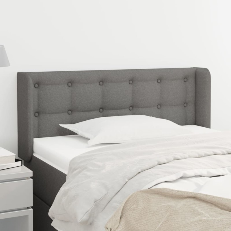 Testiera ad Orecchio Grigio Scuro 93x16x78/88 cm in Tessuto Testiera ad Orecchio Grigio Scuro 93x16x78/88 cm in Tessuto