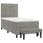 vidaXL Giroletto a Molle con Materasso Grigio Chiaro 100x200cm Velluto