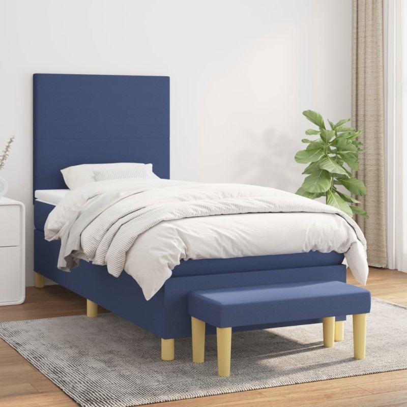 vidaXL Giroletto a Molle con Materasso Blu 100x200 cm in Tessuto