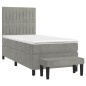 Giroletto a Molle con Materasso Grigio Chiaro 90x190 cm Velluto