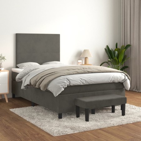 vidaXL Giroletto a Molle con Materasso Grigio Scuro 120x200 cm Velluto