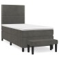vidaXL Giroletto a Molle con Materasso Grigio Scuro 100x200 cm Velluto