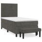 vidaXL Giroletto a Molle con Materasso Grigio Scuro 90x200 cm Velluto