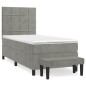 vidaXL Giroletto a Molle con Materasso Grigio Chiaro 90x190 cm Velluto