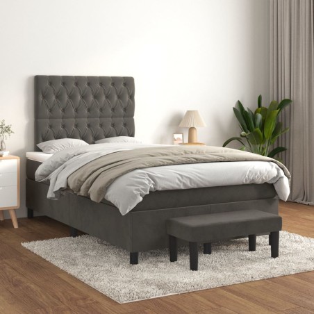 vidaXL Giroletto a Molle con Materasso Grigio Scuro 120x200 cm Velluto