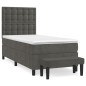 vidaXL Giroletto a Molle con Materasso Grigio Scuro 90x190 cm Velluto
