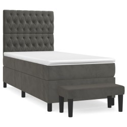vidaXL Giroletto a Molle con Materasso Grigio Scuro 90x200 cm Velluto