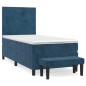 vidaXL Giroletto a Molle con Materasso Blu Scuro 100x200 cm in Velluto