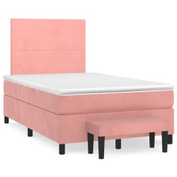 vidaXL Giroletto a Molle con Materasso Rosa 120x200 cm in Velluto