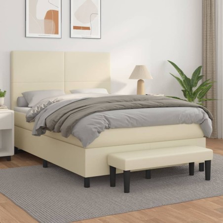 Giroletto a Molle con Materasso Crema 140x200 cm in Similpelle