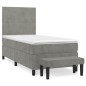 vidaXL Giroletto a Molle con Materasso Grigio Chiaro 100x200cm Velluto