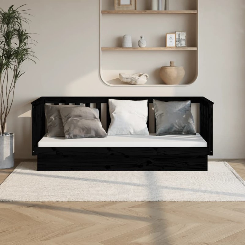 Dormeuse Nera 75x190 cm in Legno Massello di Pino Dormeuse Nera 75x190 cm in Legno Massello di Pino
