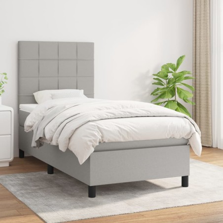 vidaXL Giroletto a Molle con Materasso Grigio Chiaro 90x200 cm Tessuto