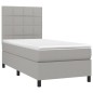 vidaXL Giroletto a Molle con Materasso Grigio Chiaro 90x200 cm Tessuto