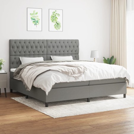 vidaXL Giroletto a Molle con Materasso Grigio Scuro 200x200 cm Tessuto